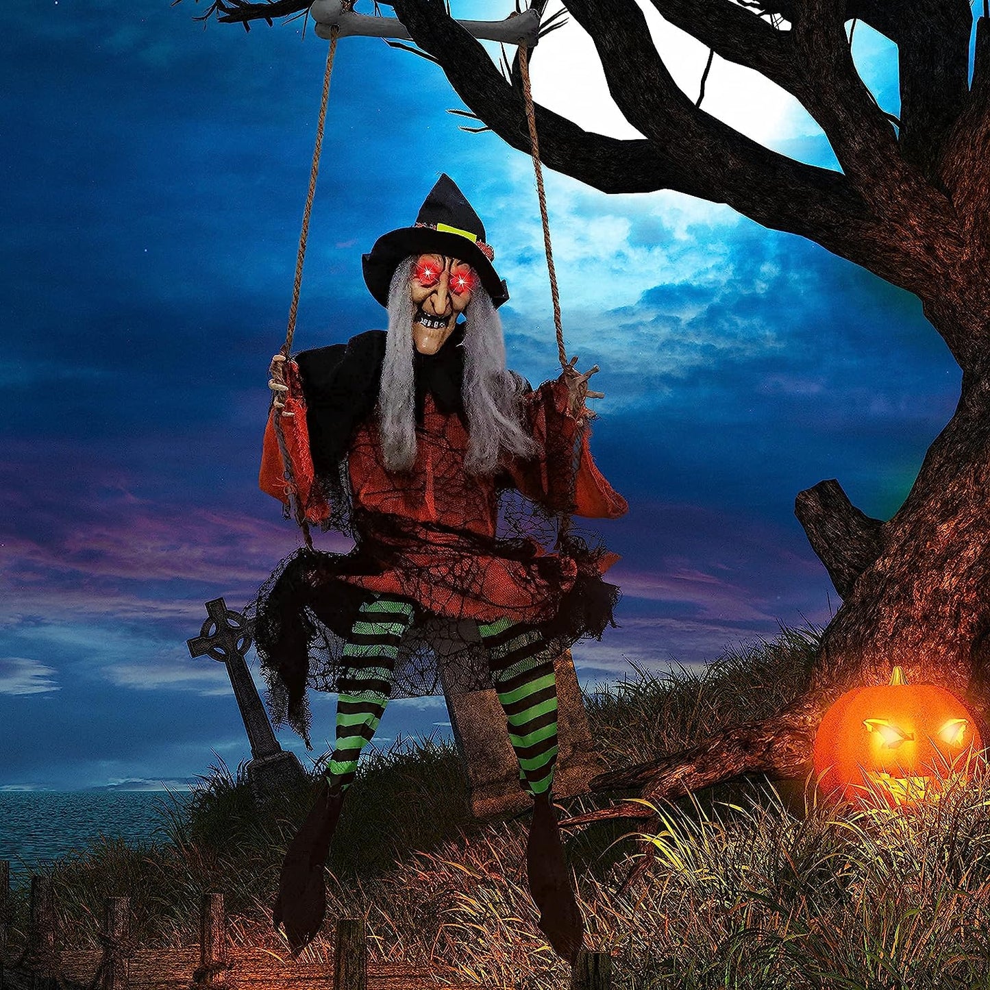 51in Hanging Swing Witch Decoration