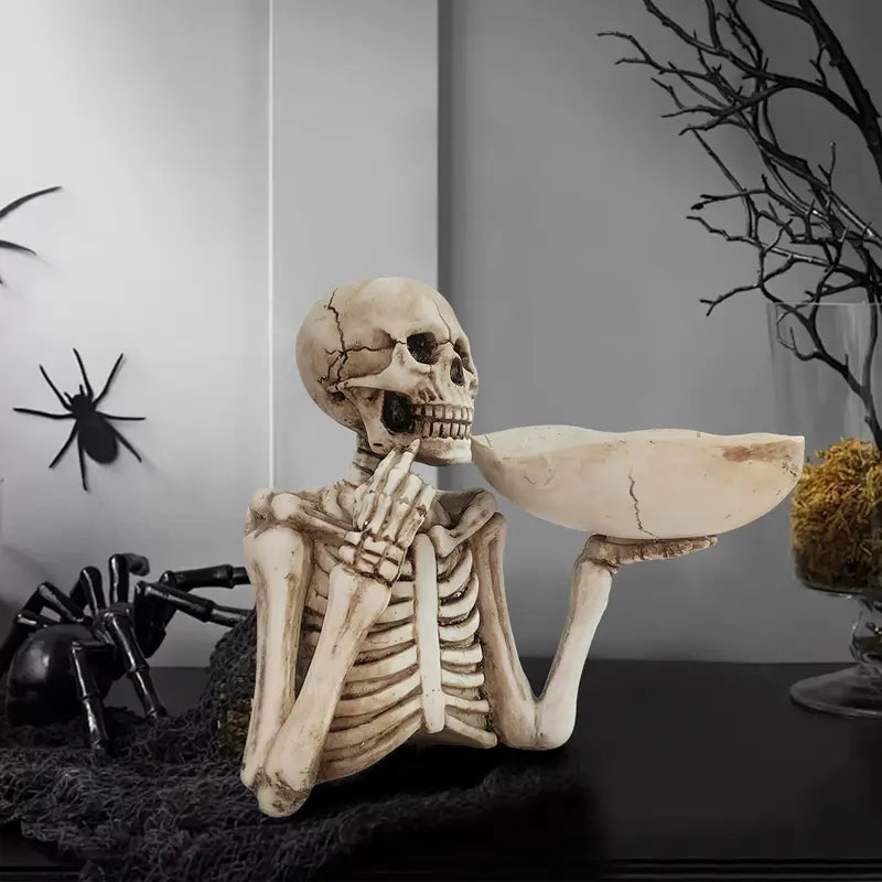 Halloween Resin Skull Tray - Creative Decoration, Indoor/Outdoor Ornament, Perfect Holiday Gift