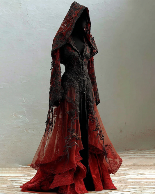 Halloween Themed Gradient Embroidered Lace Dress