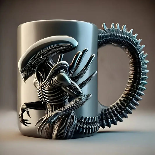 3D Xenomorph Mug | Stainless Steel Sci-Fi Coffee Cup for Alien Movie Fans