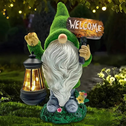 Large Garden Gnome Statue with Solar Lantern – Outdoor Decor for Patio, Lawn, Porch, Halloween & Christmas
