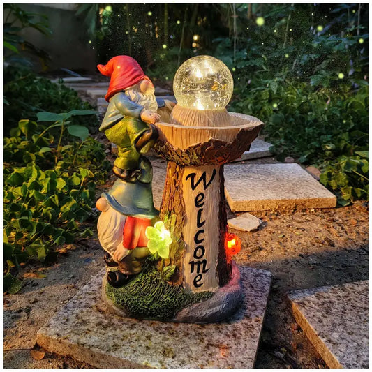 Large Garden Gnome Statue with Solar Lantern – Outdoor Decor for Patio, Lawn, Porch, Halloween & Christmas