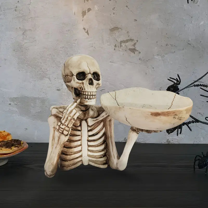 Halloween Resin Skull Tray - Creative Decoration, Indoor/Outdoor Ornament, Perfect Holiday Gift