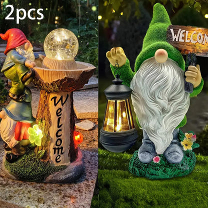 Large Garden Gnome Statue with Solar Lantern – Outdoor Decor for Patio, Lawn, Porch, Halloween & Christmas