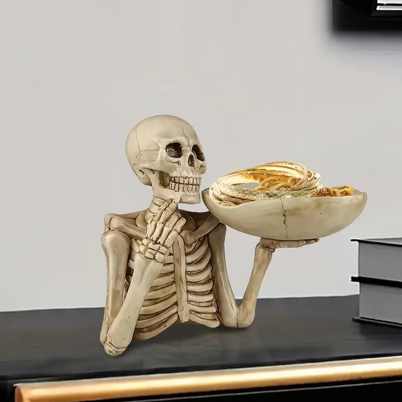 Halloween Resin Skull Tray - Creative Decoration, Indoor/Outdoor Ornament, Perfect Holiday Gift