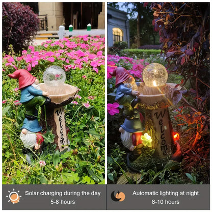 Large Garden Gnome Statue with Solar Lantern – Outdoor Decor for Patio, Lawn, Porch, Halloween & Christmas