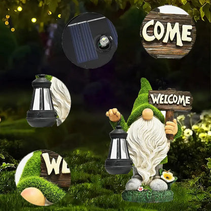 Large Garden Gnome Statue with Solar Lantern – Outdoor Decor for Patio, Lawn, Porch, Halloween & Christmas