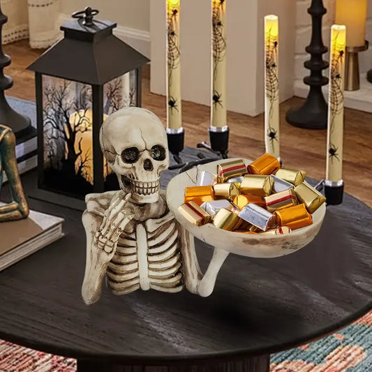 Halloween Resin Skull Tray - Creative Decoration, Indoor/Outdoor Ornament, Perfect Holiday Gift