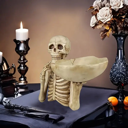 Halloween Resin Skull Tray - Creative Decoration, Indoor/Outdoor Ornament, Perfect Holiday Gift