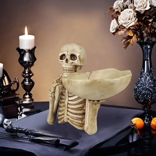 Halloween Resin Skull Tray - Creative Decoration, Indoor/Outdoor Ornament, Perfect Holiday Gift