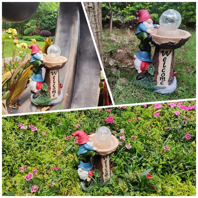Large Garden Gnome Statue with Solar Lantern – Outdoor Decor for Patio, Lawn, Porch, Halloween & Christmas