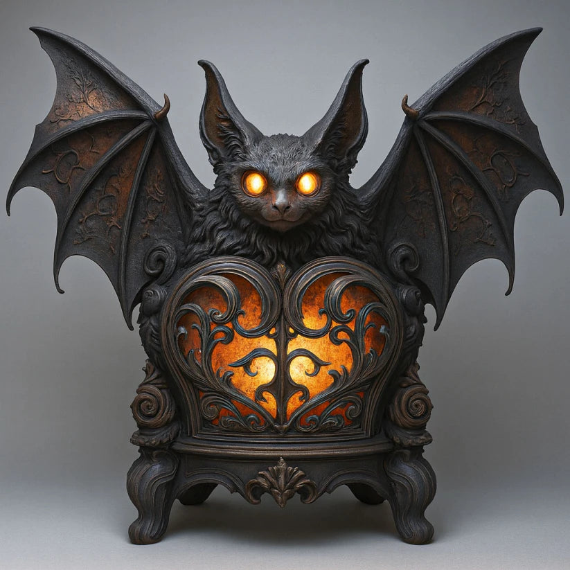 🦇"Gothic Bat Lantern - Halloween Spooky Heart Lamp with Glowing Eyes"