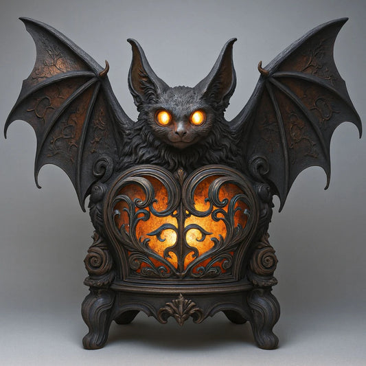 🦇"Gothic Bat Lantern - Halloween Spooky Heart Lamp with Glowing Eyes"