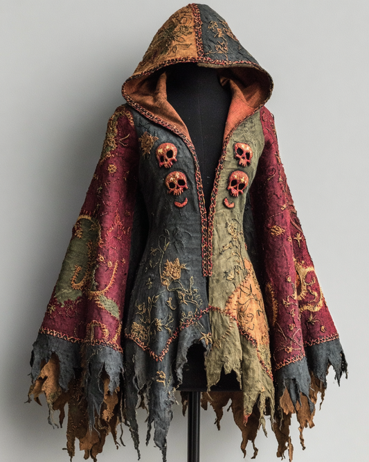 Women's Halloween Skull Cape Coat